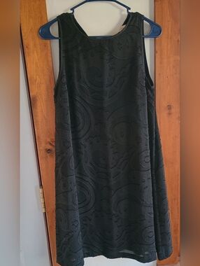 loft black textured shift dress size 2